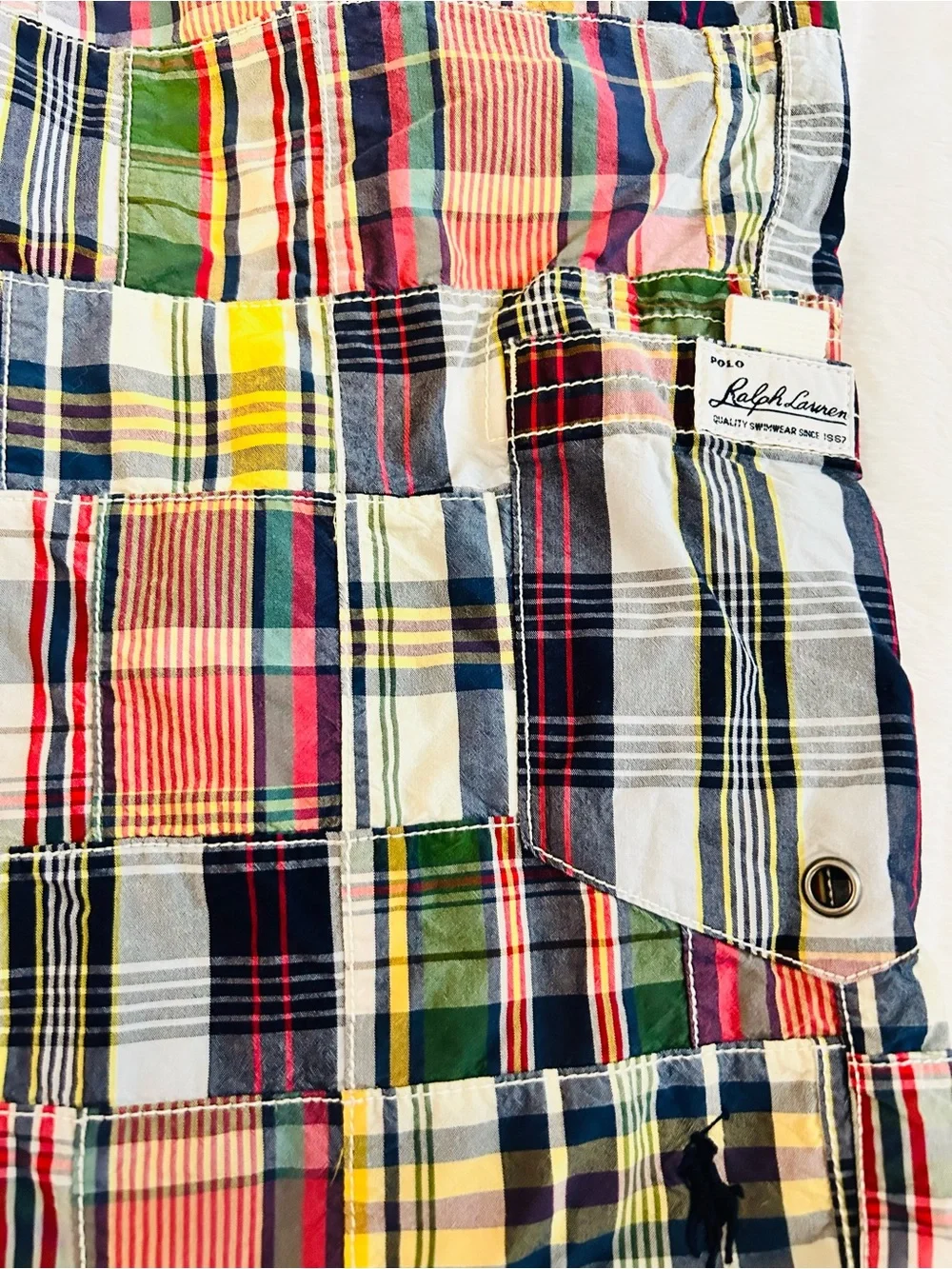 Polo Ralph Lauren Patchwork Madras Swim Shorts Board Shorts
